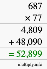 How to calculate 687 times 77 using long multiplication