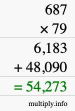 How to calculate 687 times 79 using long multiplication