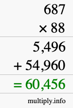 How to calculate 687 times 88 using long multiplication