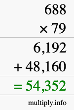 How to calculate 688 times 79 using long multiplication