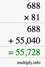 How to calculate 688 times 81 using long multiplication