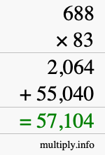 How to calculate 688 times 83 using long multiplication