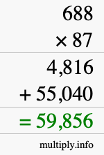 How to calculate 688 times 87 using long multiplication