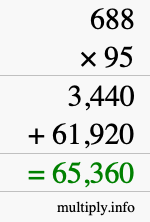 How to calculate 688 times 95 using long multiplication