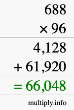 How to calculate 688 times 96 using long multiplication
