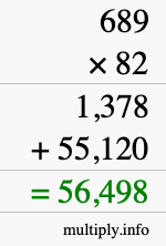 How to calculate 689 times 82 using long multiplication