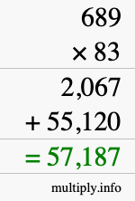 How to calculate 689 times 83 using long multiplication