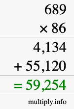 How to calculate 689 times 86 using long multiplication