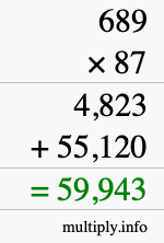 How to calculate 689 times 87 using long multiplication