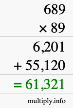 How to calculate 689 times 89 using long multiplication