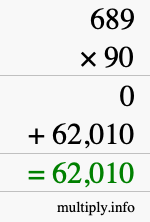 How to calculate 689 times 90 using long multiplication