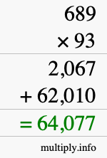 How to calculate 689 times 93 using long multiplication