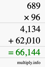How to calculate 689 times 96 using long multiplication