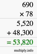 How to calculate 690 times 78 using long multiplication