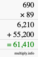 How to calculate 690 times 89 using long multiplication