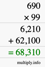 How to calculate 690 times 99 using long multiplication How to calculate 690 times 99 using long multiplication
