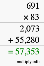 How to calculate 691 times 83 using long multiplication