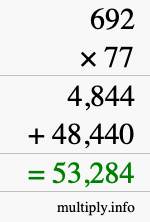 How to calculate 692 times 77 using long multiplication