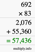 How to calculate 692 times 83 using long multiplication