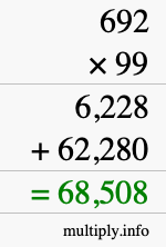How to calculate 692 times 99 using long multiplication How to calculate 692 times 99 using long multiplication