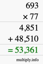 How to calculate 693 times 77 using long multiplication