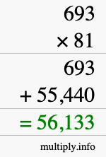 How to calculate 693 times 81 using long multiplication