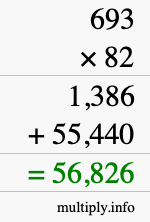 How to calculate 693 times 82 using long multiplication