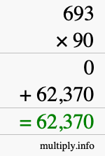How to calculate 693 times 90 using long multiplication