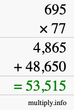 How to calculate 695 times 77 using long multiplication