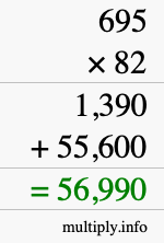 How to calculate 695 times 82 using long multiplication
