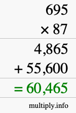 How to calculate 695 times 87 using long multiplication