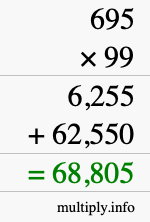 How to calculate 695 times 99 using long multiplication How to calculate 695 times 99 using long multiplication