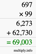 How to calculate 697 times 99 using long multiplication How to calculate 697 times 99 using long multiplication