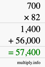 How to calculate 700 times 82 using long multiplication