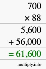 How to calculate 700 times 88 using long multiplication How to calculate 700 times 88 using long multiplication