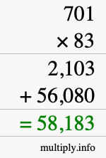 How to calculate 701 times 83 using long multiplication