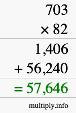 How to calculate 703 times 82 using long multiplication