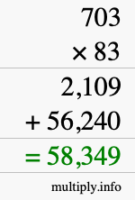 How to calculate 703 times 83 using long multiplication