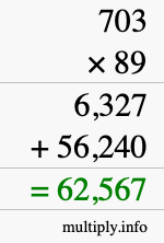 How to calculate 703 times 89 using long multiplication