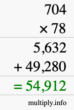 How to calculate 704 times 78 using long multiplication How to calculate 704 times 78 using long multiplication