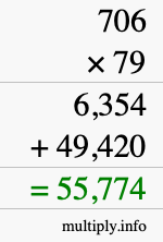 How to calculate 706 times 79 using long multiplication