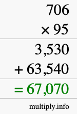 How to calculate 706 times 95 using long multiplication How to calculate 706 times 95 using long multiplication