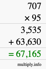 How to calculate 707 times 95 using long multiplication How to calculate 707 times 95 using long multiplication