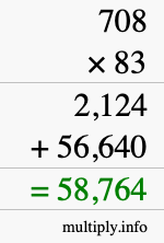 How to calculate 708 times 83 using long multiplication