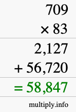 How to calculate 709 times 83 using long multiplication