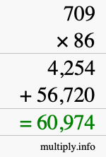 How to calculate 709 times 86 using long multiplication