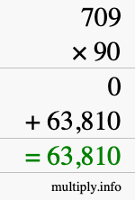 How to calculate 709 times 90 using long multiplication
