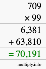 How to calculate 709 times 99 using long multiplication How to calculate 709 times 99 using long multiplication