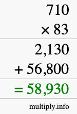 How to calculate 710 times 83 using long multiplication
