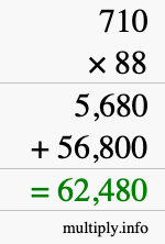 How to calculate 710 times 88 using long multiplication How to calculate 710 times 88 using long multiplication